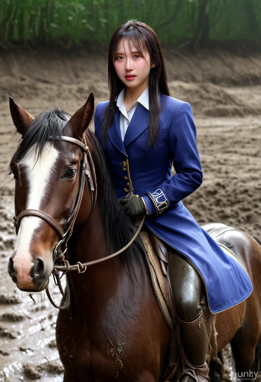 (((masterpiece))),(((Highest quality))),((Tabletop:1.4, Highest quality)), (Realな写真:1.4), 
((1 cute girl knight)),rodeo,
(超High resolution:1.2),, wonderful, Very detailed CG Unity 8k wallpaper, Very detailed, High resolution,draft horse ridden by japanese cute girl,tight,muddy place,Beauty,The horse neighs,Tragic female knight in armor,Sink,In the mud,
Cold Light, Beautiful detailed girl, Droopy eyes,Very detailedな目と顔, Beautiful and exquisite nose, Beautiful and exquisite, draft horse ridden by a girl can't move because horse and girl soak in the sticky muddy deep pitfall:10.0 , horse falls down ,looks pained ,Surprised face:2.0,Real,Anatomically correct