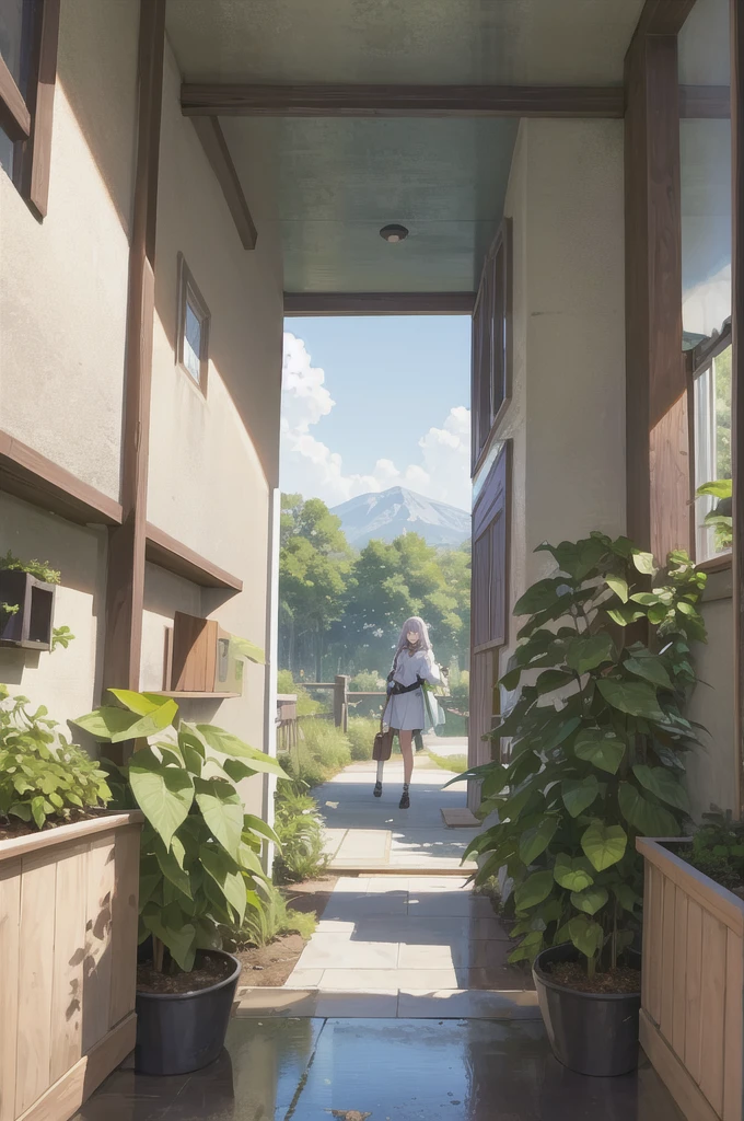 (ultra high res,photorealistic,best quality,photo-realistic),(8k,raw photo,best quality,masterplece),(photon mapping,radiosity,physically-based rendering,automatic white balance),real person,photograph,bridge, building, bush, city, cloud, day, door, fence, field,orest, garden, grass, house, hydrangea, mountain, nature, no_humans, outdoors, path, plant, potted_plant, purple_flower, road, scenery, sky, skyscraper, traditional_media, tree,