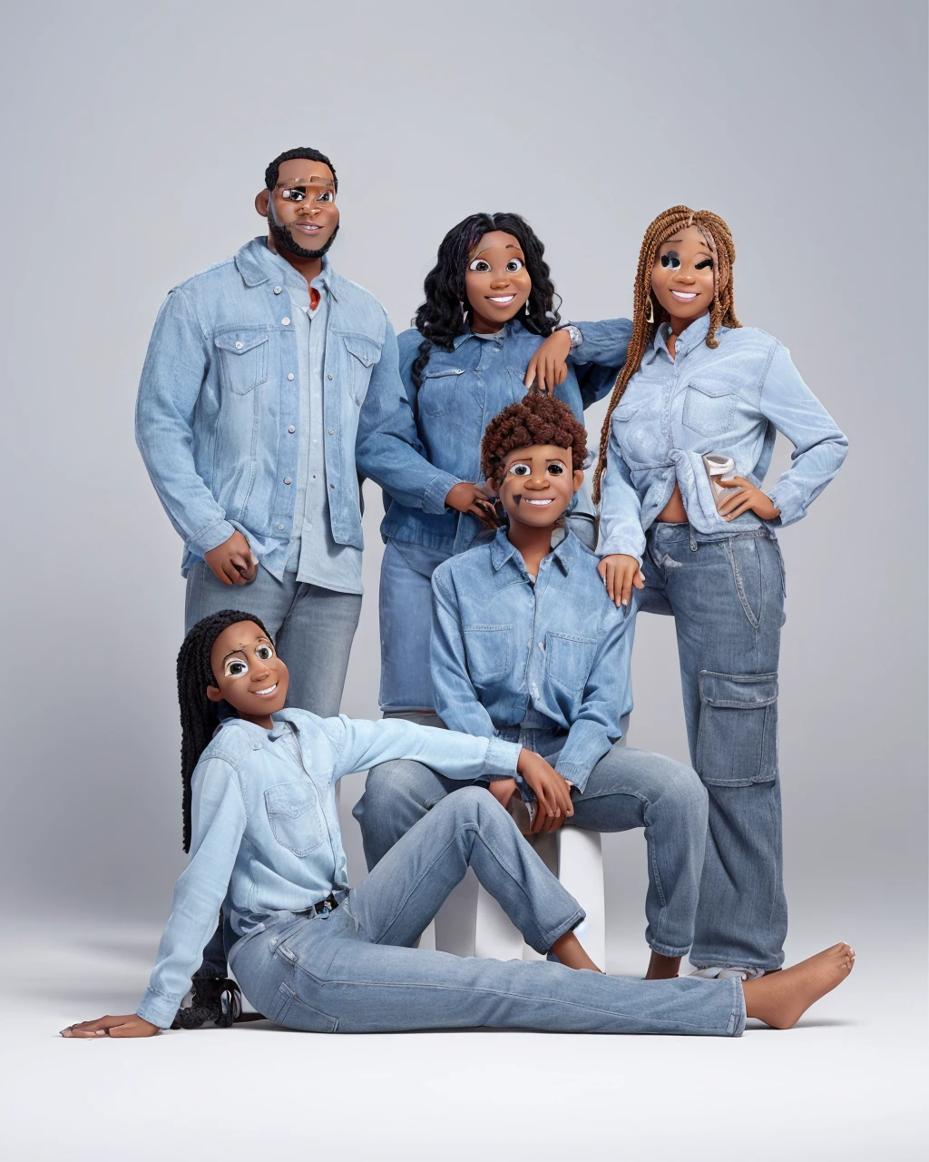 Pixar cartoon of black family cartoonize