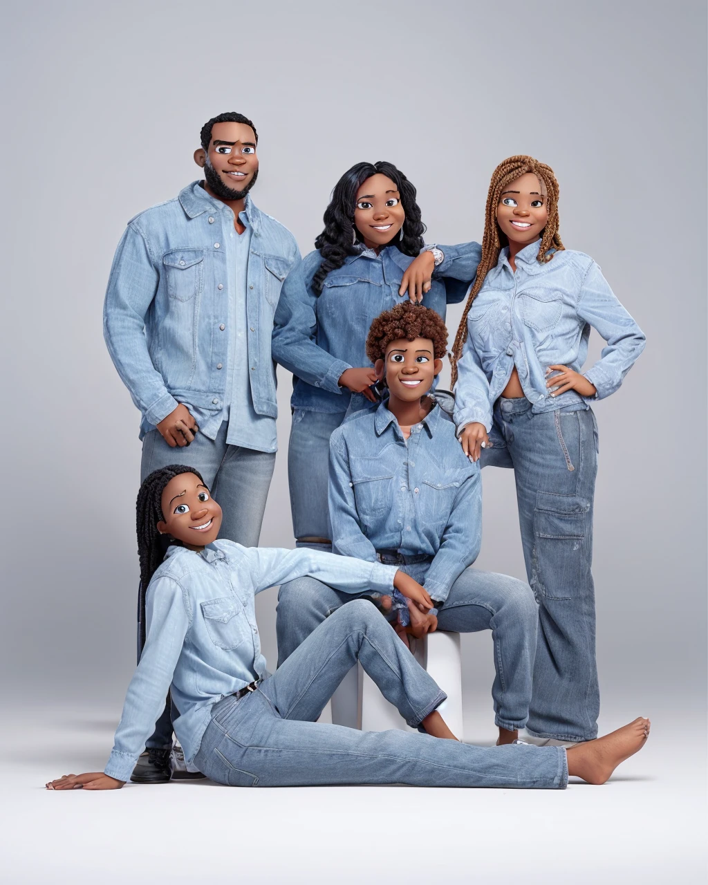 Pixar cartoon of black family cartoonize