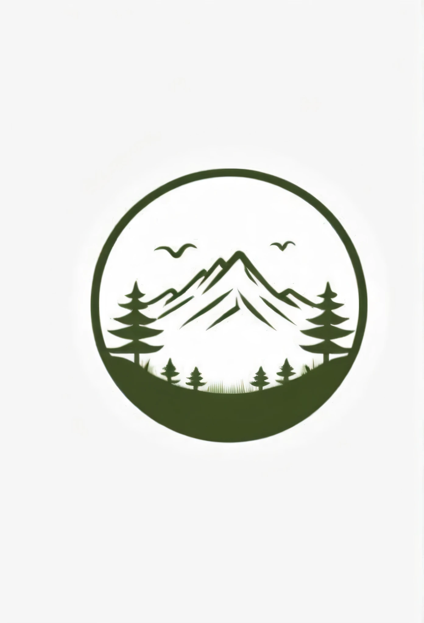 The company logo color is moss green, a lush forest、nature、forest、Healing、A reassuring logo. A very cool design. Chic and modern design. Monotone background is pure white.