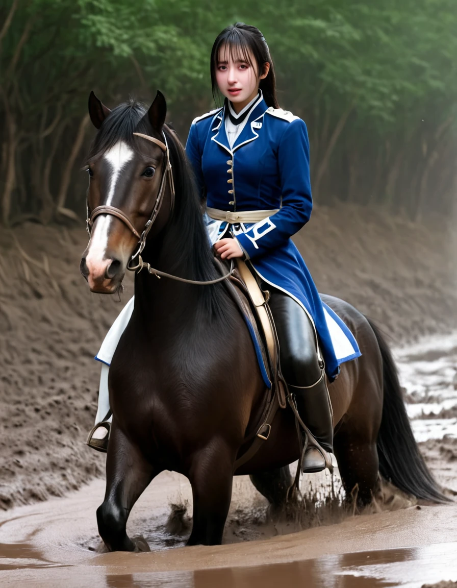 (((masterpiece))),(((Highest quality))),((Tabletop:1.4, Highest quality)), (Realな写真:1.4), 
((1 cute girl knight)),rodeo,
(超High resolution:1.2),, wonderful, Very detailed CG Unity 8k wallpaper, Very detailed, High resolution,draft horse ridden by japanese cute girl,tight,muddy place,Beauty,The horse neighs,Tragic female knight in armor,Sink,In the mud,
Cold Light, Beautiful detailed girl, Droopy eyes,Very detailedな目と顔, Beautiful and exquisite nose, Beautiful and exquisite, draft horse ridden by a girl can't move because horse and girl soak in the sticky muddy deep pitfall:10.0 , horse falls down ,looks pained ,Surprised face:2.0,Real,Anatomically correct