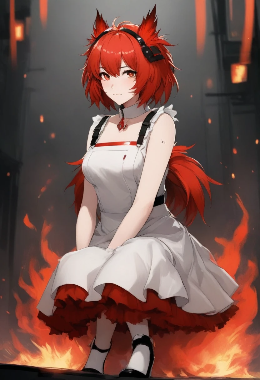 fiammetta \(arknights\), soft facial features, rounded chin, delicate jaw, gentle curves, full body, emotions: 😘