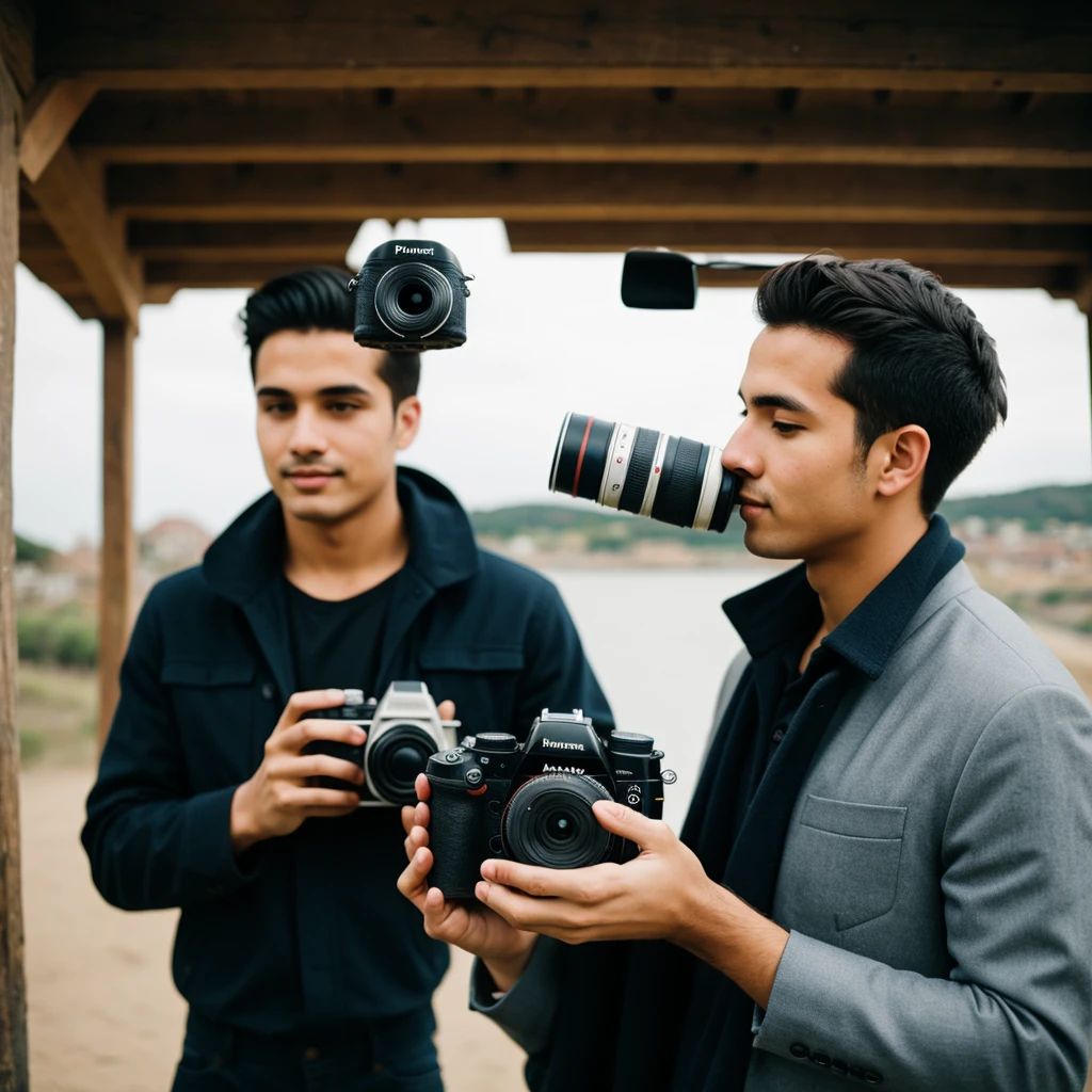Photography camera with men
