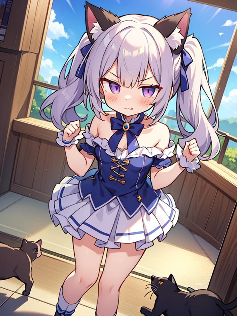 cute, Twin tails, fantasy wonderland, 1 Girl, Stink Eye, Cat ear, Dynamic Angle, Game CG