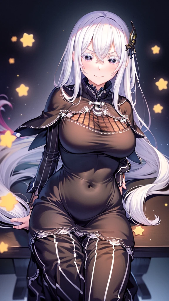 masterpiece)),((Highest quality)),High resolution,Extremely detailed CG,Perfect lighting,8k wallpaper、One Woman, Adult women、alone、Very large breasts、Very large breasts、very thick legs、Looking into the camera、Long black dress、Black clothes