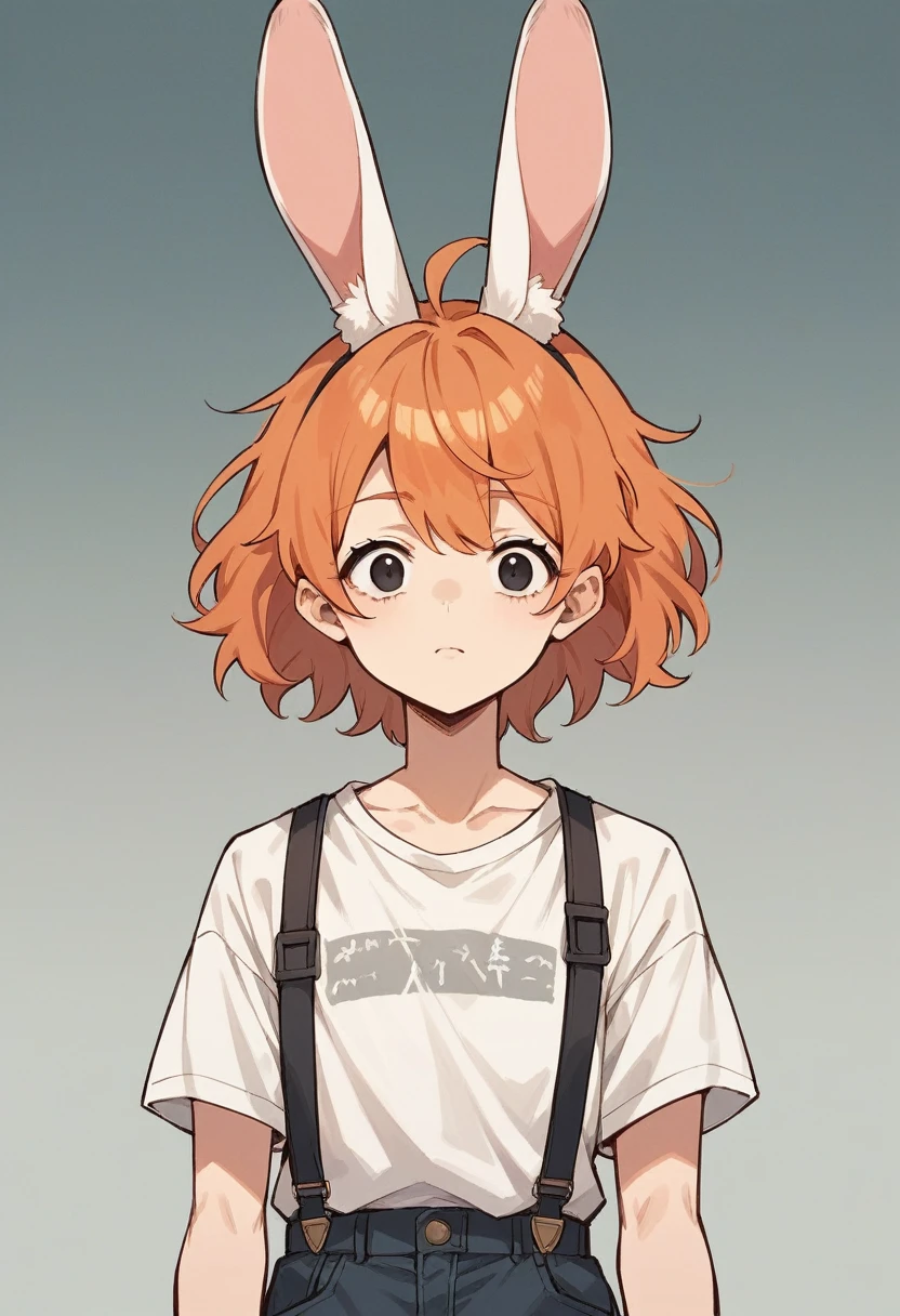 Anime long orange hair rabbit ears black eyes (anime) (Masterpiece)anime