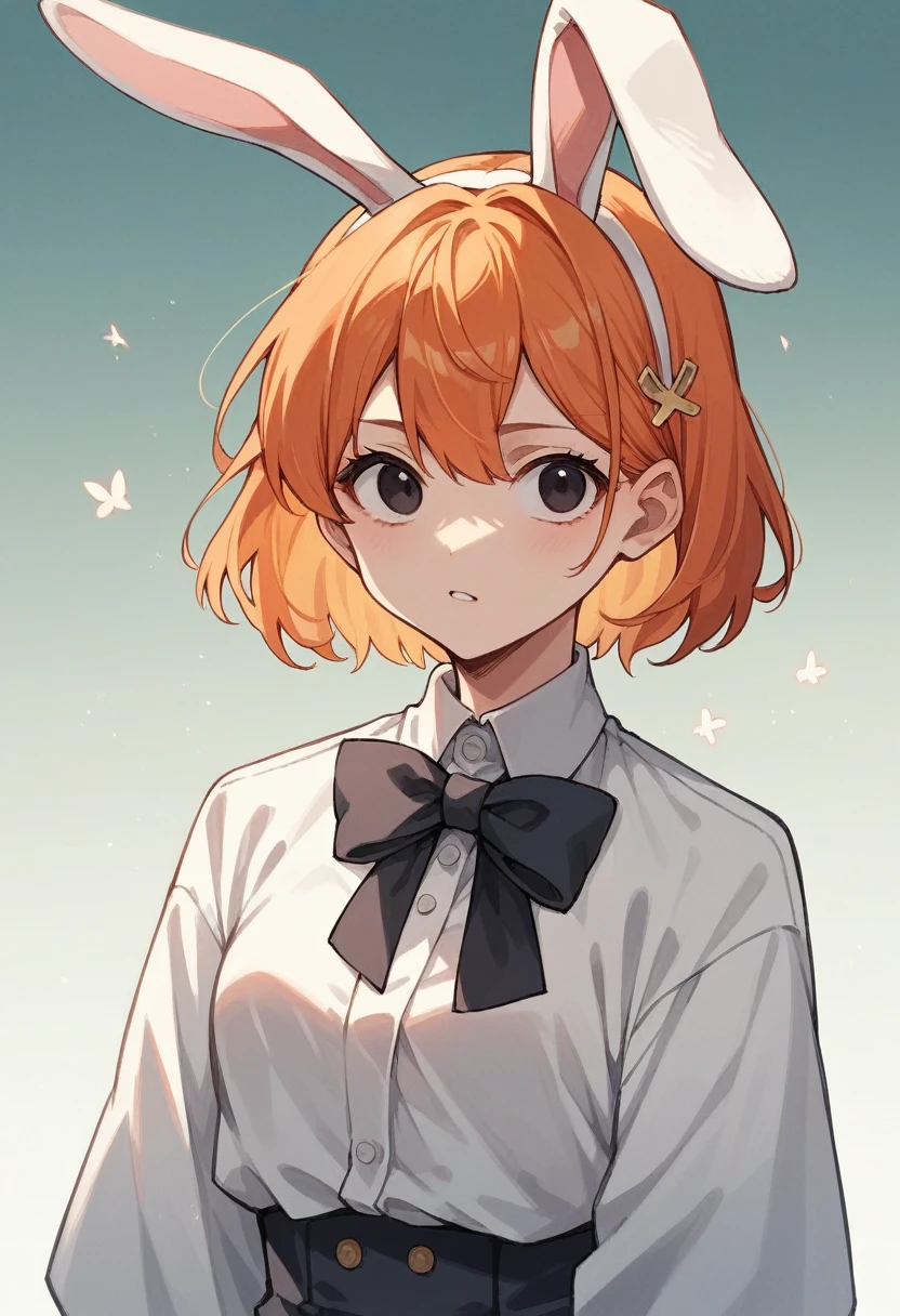 Anime long orange hair rabbit ears black eyes (anime) (Masterpiece)anime