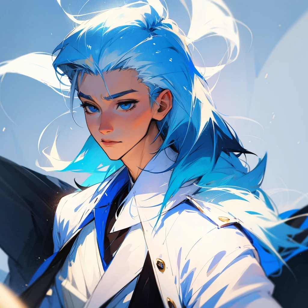 blue hair and white hair boy
