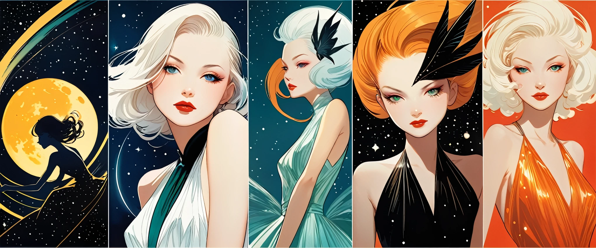in style of Lillian Bassman,(in style of by Liu Ye:0.5),in style of Raymond Pettibon, character concept design,half body,Fantasy art,galaxies,