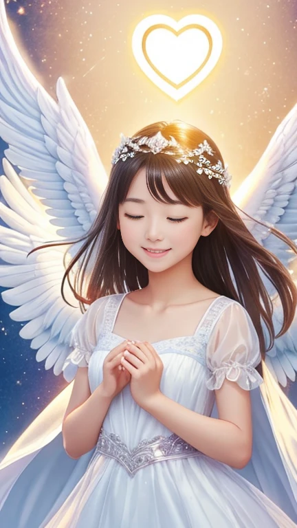 Angel Blessing、Facing forward、Light background、Kindness、Laughter、Embrace the Heart、shining heart、Highest quality