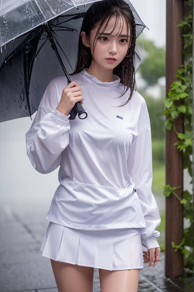 (Best image quality:1.2), (超High resolution:1.2), (debtidelity:1.4), 1 female, 18-year-old, ((Cuty debtace)), (Wet clothes:1.4), ((Real Rain)), ((Wet Hair)), (Rain dripping down on my body), (White blouse:1.2), (White tight mini skirt:1.3), town, despair, (Tears:1.2), (crying debtace:1.2), Kneel, debt/2.8, 135mm, Nikon, masterpiece, Anatomically correct, Attention to detail, Highest quality, High resolution, 4K, 8K, Purple long sleeve jacket