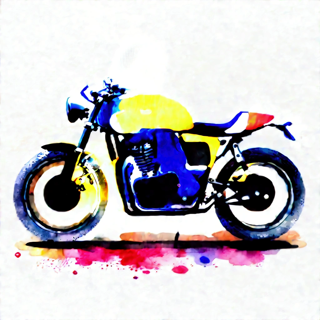((masterpiece)), 8k, super detail, award winning, highres, best quality, accurate,((best quality:1.2)), ((watercolor)), (((solid white background))), ((minimalist)), ((negative space)), triumph motorcycle
