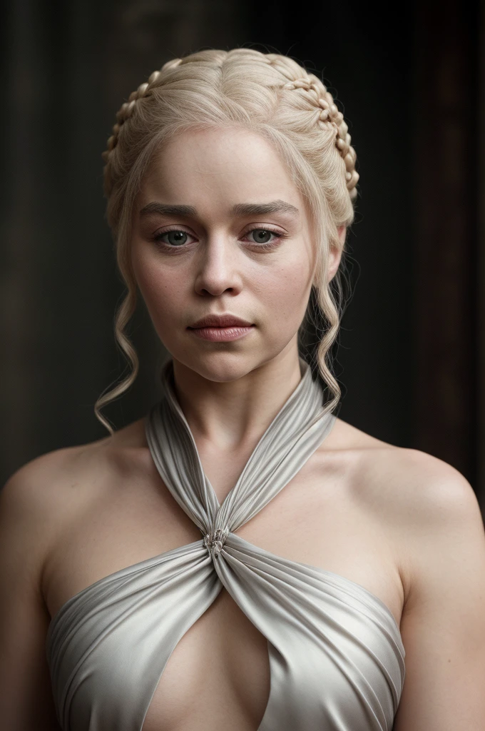 masterpiece, stunning portrait photo of khls woman, sleeveless, erotic costumes, sensual satin dress, game of thrones inspired costumes, 
  