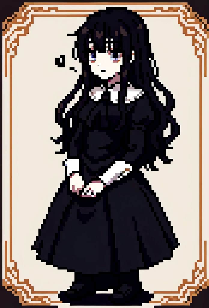 a gothic beauty with long dark hair and bangs no background full body front view