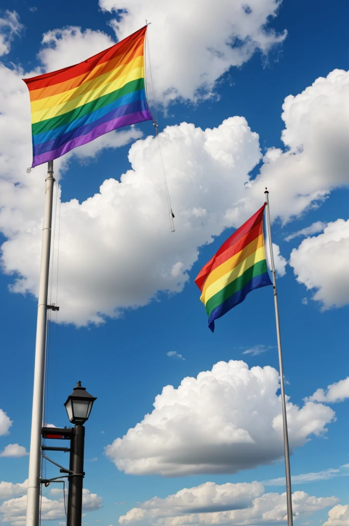 gay flag waving in the sky