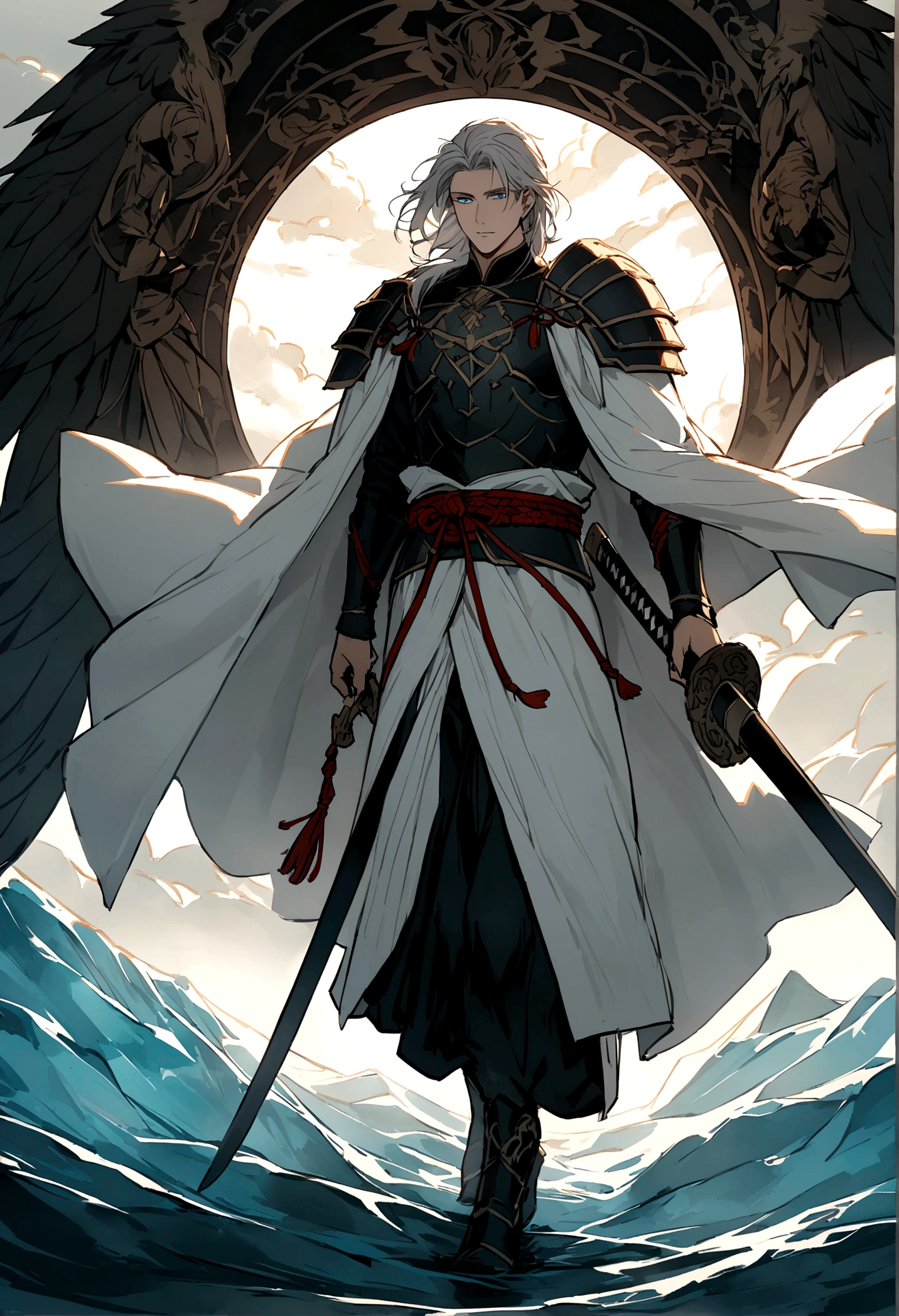 Hunter, a 35-year-old warrior of noble lineage, stands on the verge of paradise after escaping his personal hell. Leaving the island was like an eagle breaking free from a cage, symbolizing his long-awaited liberation. Hunter's past is a tapestry of battles and scars, each one a testament to his unyielding spirit and determination. His warrior lineage grants him unparalleled skill with his ancient katana, a blade that has been passed down through generations.

With striking blue eyes that mirror the ocean he once called home and long, silver hair that flows like moonlight, Hunter is a figure of both elegance and power. Clad in traditional samurai armor with modern enhancements, he navigates a world where mystical challenges and hidden secrets abound. His journey is one of reclaiming his destiny, seeking out the truths of his heritage, and forging a path to true freedom.

Alongside allies both old and new, Hunter faces formidable foes and uncovers ancient prophecies that hint at his pivotal role in the balance of the world. His quest is not just for personal redemption but also to bring honor to his lineage and peace to a world teetering on the brink of chaos. With every step, he moves closer to a destiny that is as boundless as the sky.






