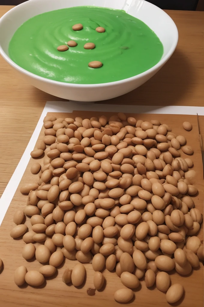 Create for me an image of a fun math activity made with beans 