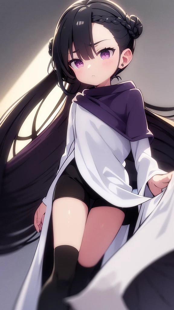 Angry expression, visual novel, fnf girlfriend, huge lower body, looking at viewer, blank background, ((neutral pose))