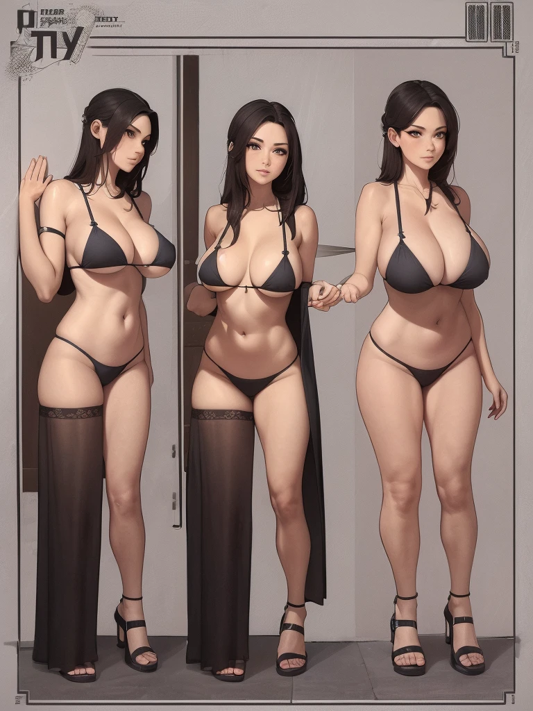 a close-up of a woman in a bikini and bikini, realistic bikini, full-length portrait of a short!, deviantart artstation cgscosiety, artist reference photo pose, realistic shaded perfect body, full-body photos, artist reference images pose, reference template sheet, beautiful full-body concept art, character posing for concept art, Character Cheat Sheet