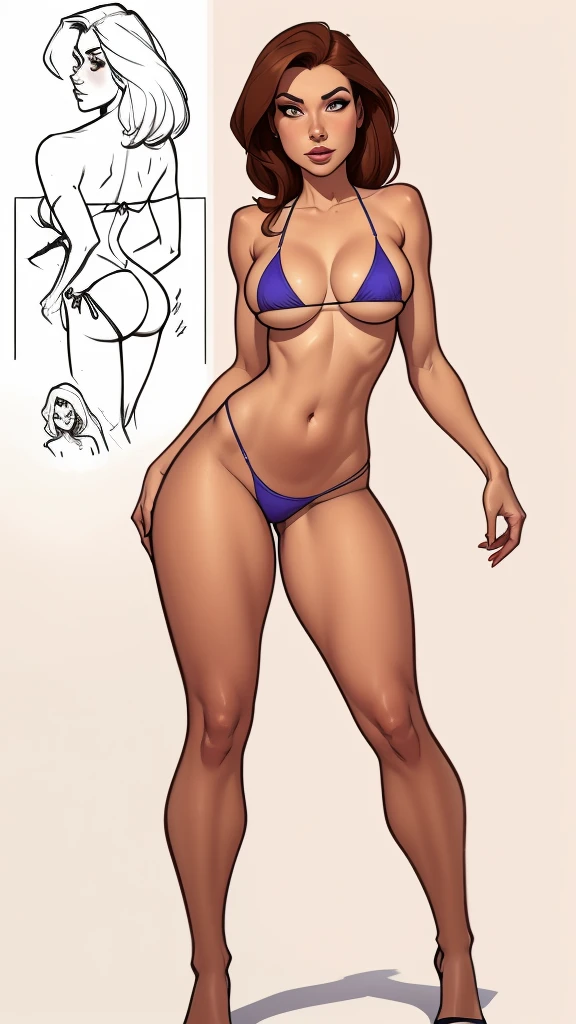 a close-up of a woman in a bikini and bikini, realistic bikini, full-length portrait of a short!, deviantart artstation cgscosiety, artist reference photo pose, realistic shaded perfect body, full-body photos, artist reference images pose, reference template sheet, beautiful full-body concept art, character posing for concept art, Character Cheat Sheet