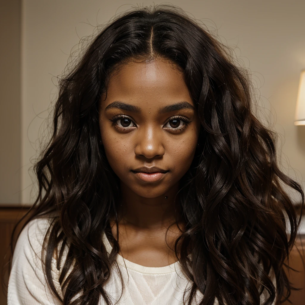 Beautiful Black girl , wavy hair , big eyes , brown eyes , 