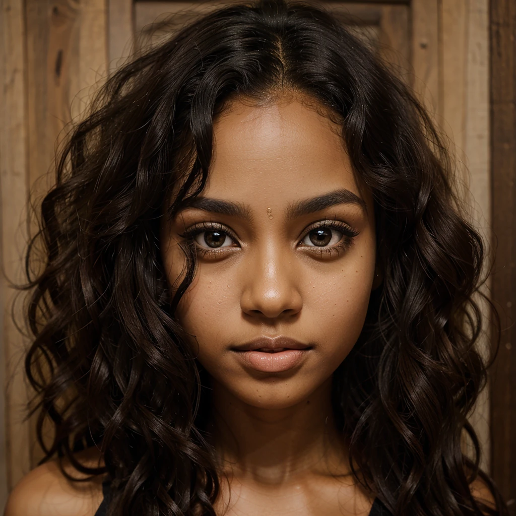 Beautiful Black girl , wavy hair , big eyes , brown eyes , 