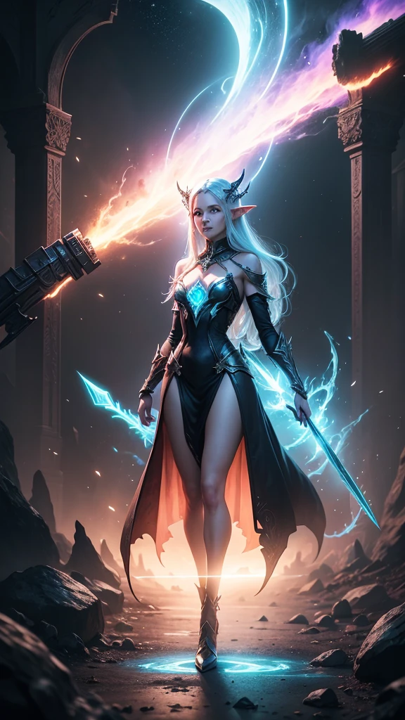 A hopeless future world with dimensional rifts. Magic library, travel, women, burning elves, magic warriors Magic user: Light Sword