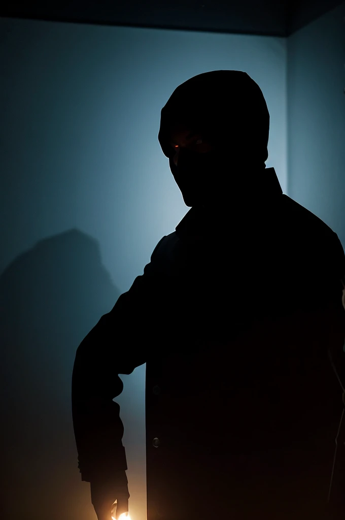 A murderer known as "The shadow" of unknown identity, with sarcastic smile