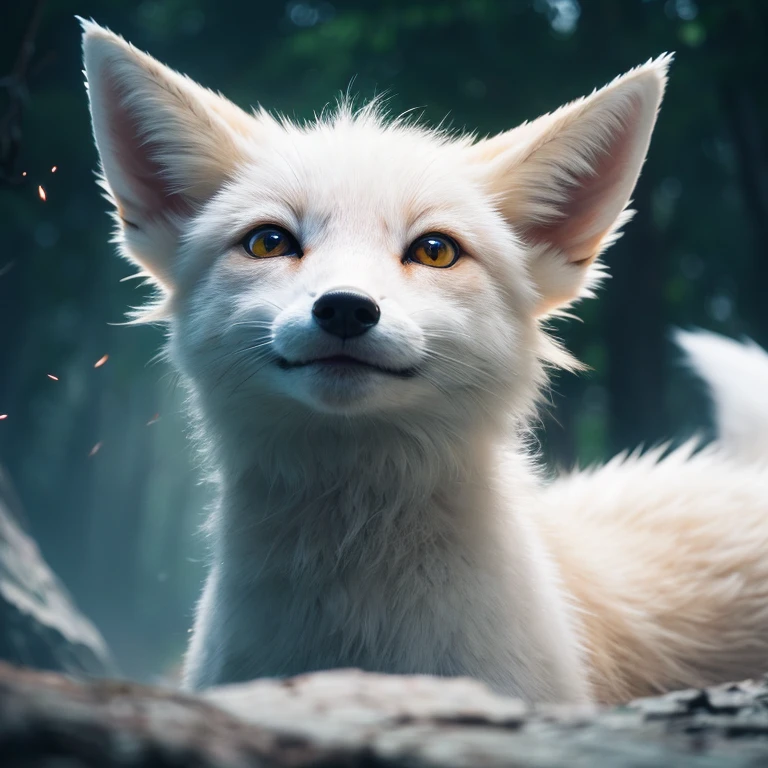 Pictures of living creatures, monster, Magicファンタジーの森, Digital Art, most wonderful artwork in the world, ((No humans)),Volumetric Light, Soft and balanced colours, Forest Scenery, Grapevine, Ultra-high resolution, 8k octane rendered, Magic, wonderful, ether, Complex, Complex design, Ultra Sharp, Shadow, Cool colors, Trending on CGSociety, Glowing Eyes, ((Highest quality)), ((masterpiece)), (detailed), White fur fox