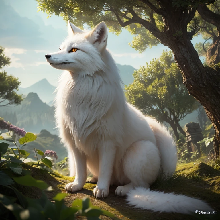 Pictures of living creatures, monster, Magicファンタジーの森, Digital Art, most wonderful artwork in the world, ((No humans)),Volumetric Light, Soft and balanced colours, Forest Scenery, Grapevine, Ultra-high resolution, 8k octane rendered, Magic, wonderful, ether, Complex, Complex design, Ultra Sharp, Shadow, Cool colors, Trending on CGSociety, Glowing Eyes, ((Highest quality)), ((masterpiece)), (detailed), White fur fox