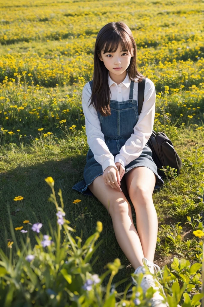 Girl field while sitting