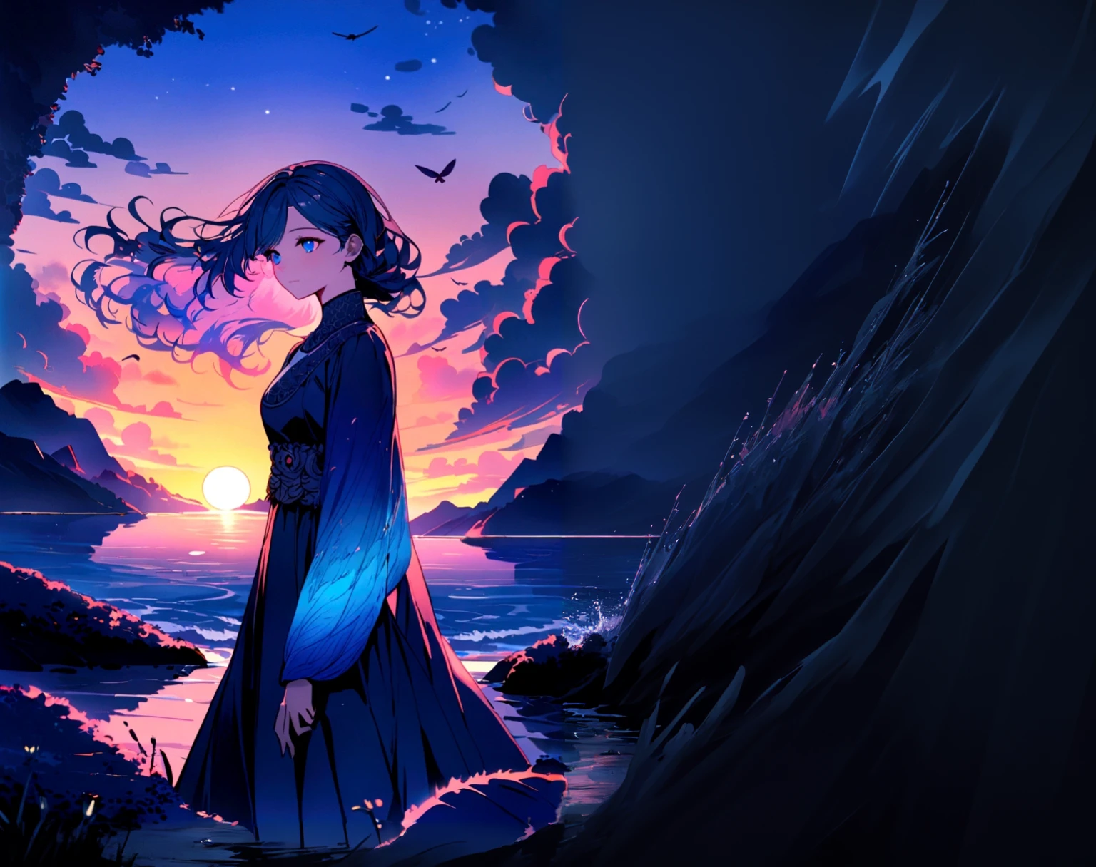 seaside in the evening