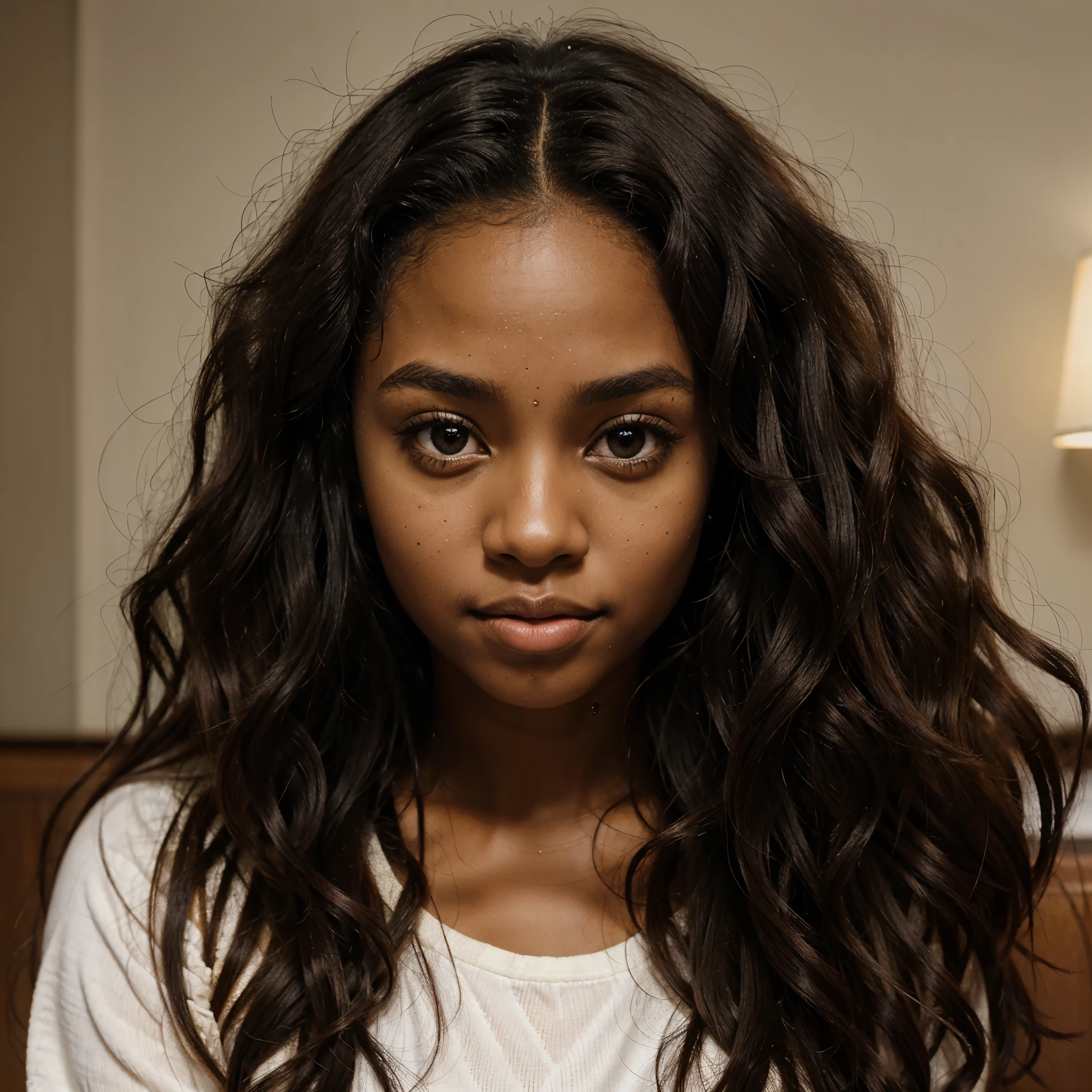 Beautiful Black girl , wavy hair , big eyes , brown eyes , 