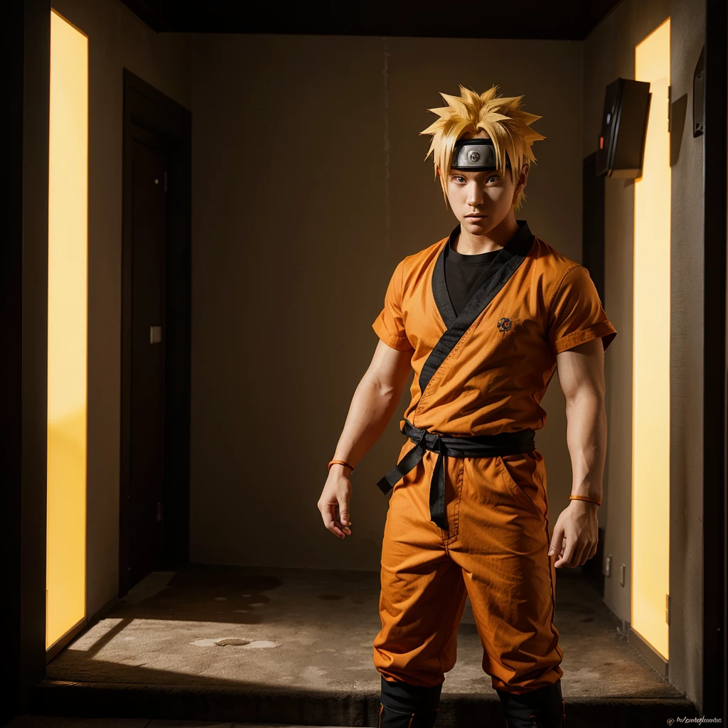 Describe the character Naruto if he were in the anime Goku, anime style, fantasy