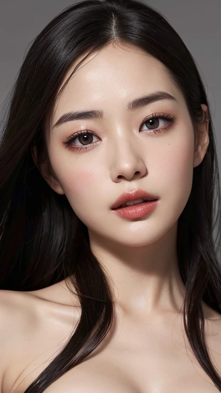 ((Surreal、Super detailed image, maybe a photo.,Captures the details of the skin texture of an incredibly beautiful woman.))Wearing a Lucid Dream dress,long black hair。Close portrait, moaming with big pleasure. orgasm face. face