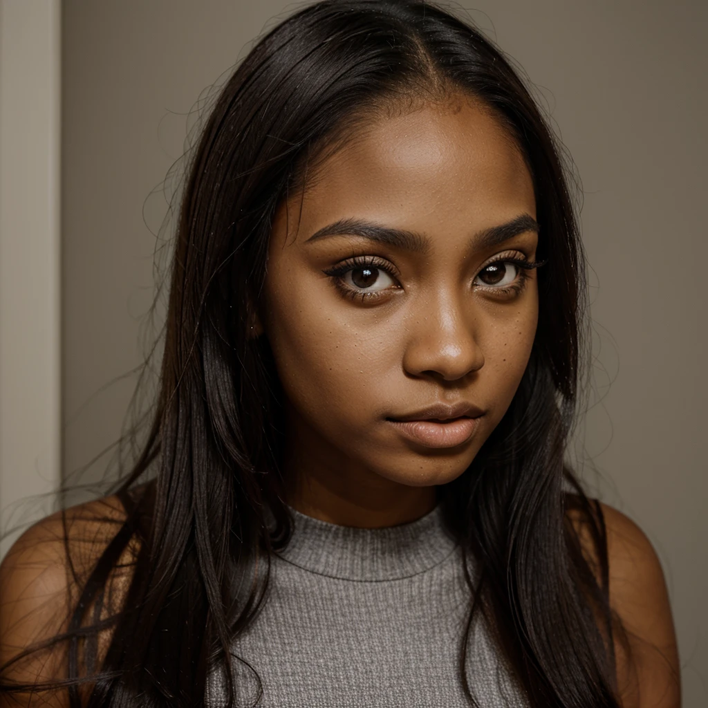 Beautiful Black girl , straight hair , big eyes , brown eyes , beautiful nose ,big lips 