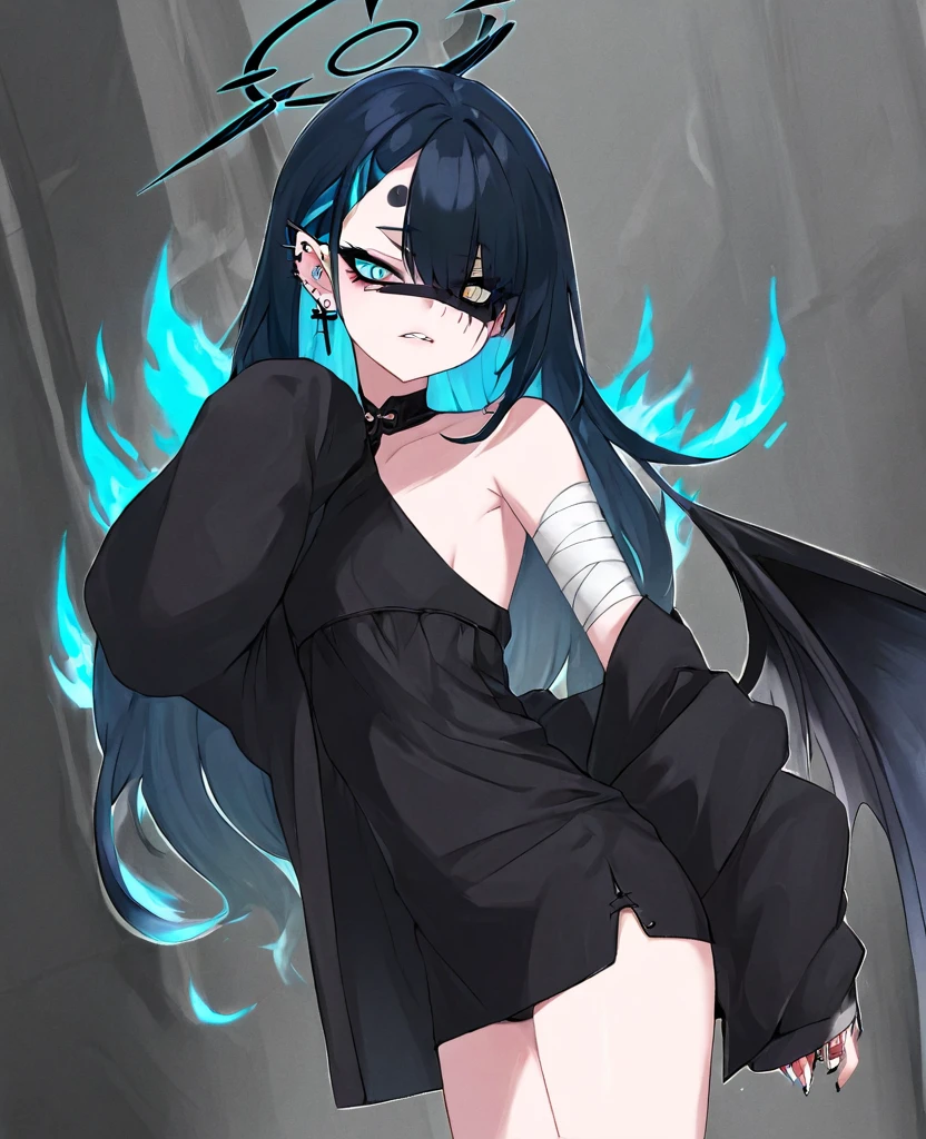 NSFW,(masterpiece:1.4), (Highest quality:1.4), Very detailed, Complex, Super detailed, figure,Soft lighting, Scenic, One girl, Disgust, Navy Blue Hair, colorful, Colorized, from_On top of that ,vampire_Costumes , Runway,small breasts,pussy