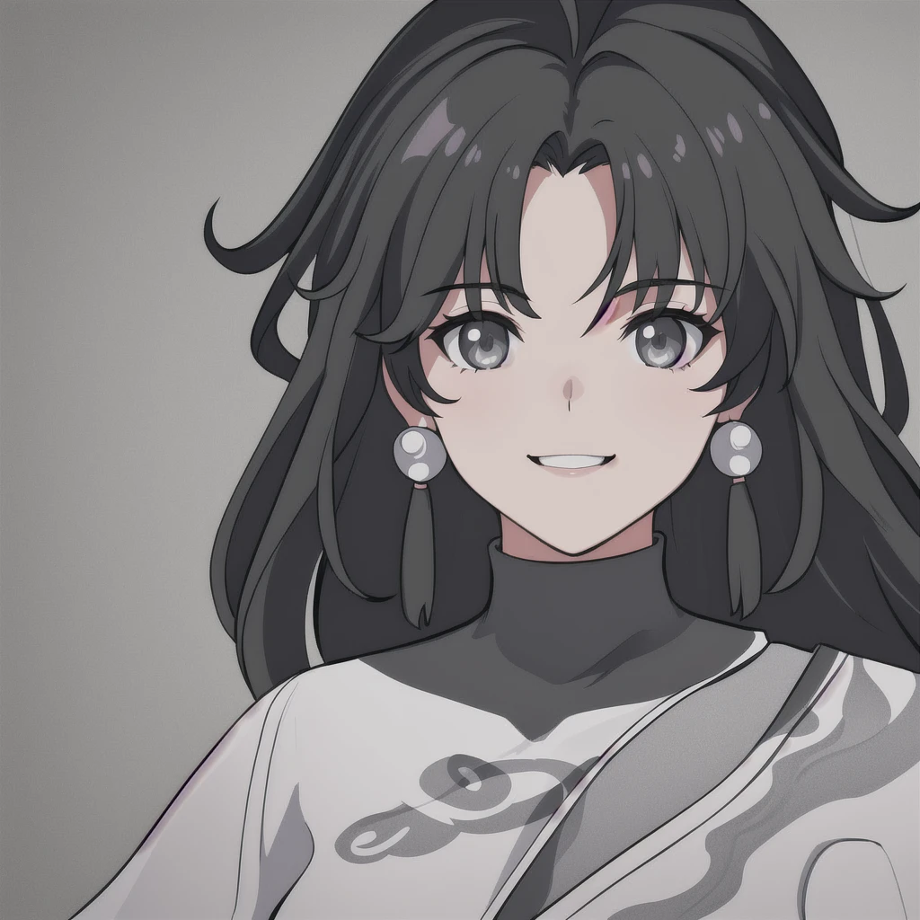anime girl, smiling, black and white hair, jianxin, wuthering waves, jianxin wuthering waves, grey eyes, white clothes, 1girl, masterpiece, (beautiful and aesthetic:1. 5), thick black lineart, clean lineart, perfect lineart, variable lineart, thick lineart, clean anime outlines, intense line art, bold lineart, sharp lineart, heavy lineart, line art, best quality, high quality, high details, super detail, best quality, ultra-detailed, colourful, saturated colours, dynamic lighting, HD,