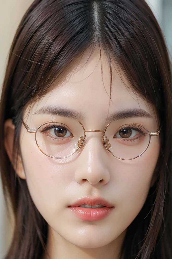 Beauty,wear glasses,close up,Exquisite and accurate facial features,The eyes are sharply focused,Long hair,Real skin texture,8K,Best quality,High Definition,Super Fine,Hyperrealism,Photo effects,Rich in details,Meticulous portrayal