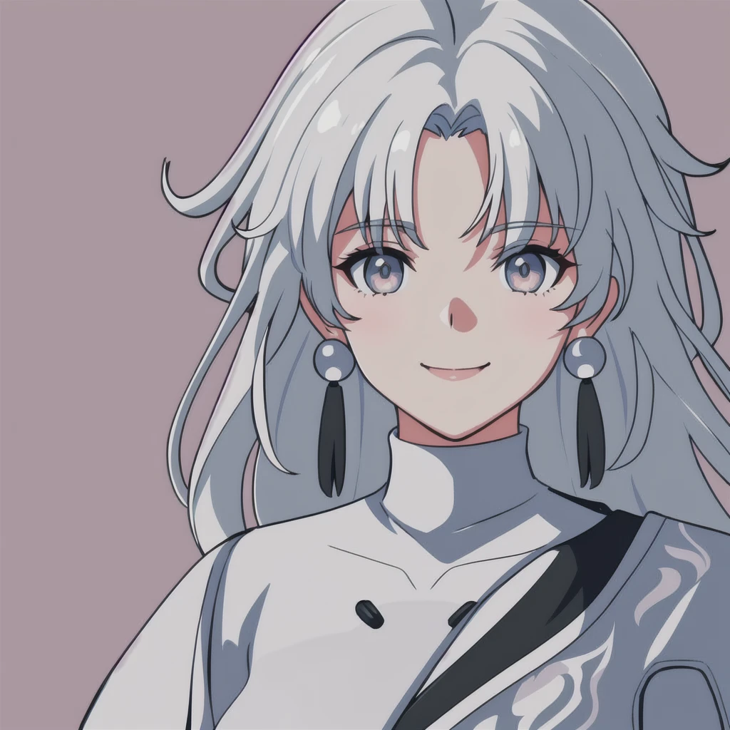anime girl, smiling, white hair, jianxin, wuthering waves, jianxin wuthering waves, grey eyes, white clothes, 1girl, masterpiece, (beautiful and aesthetic:1. 5), thick black lineart, clean lineart, perfect lineart, variable lineart, thick lineart, clean anime outlines, intense line art, bold lineart, sharp lineart, heavy lineart, line art, best quality, high quality, high details, super detail, best quality, ultra-detailed, colourful, saturated colours, dynamic lighting, HD,