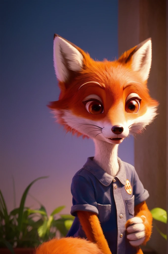 Anthropomorphous Fox girl animated pixar