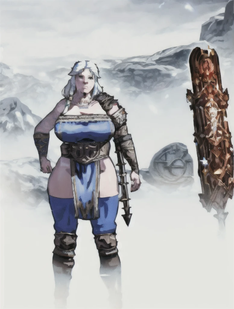a muscular male figure wearing a white tunic, belt, Fingerless Gloves, and boots, , posing and looking at the viewer from above, surrounded by mountains and rocks, (best quality,4K,8K,highres,masterpiece:1.2),Ultra-detail,(realisti,photorealisti,photo-realisti:1.37),portrait,Fantasies,dramatic lighing,filmic, (((a muscular male figure))), STRONG FIGURE, ((((breast out)))), powerful ,powerfule Aura, white glowing eyes, (((Flex your muscles)))