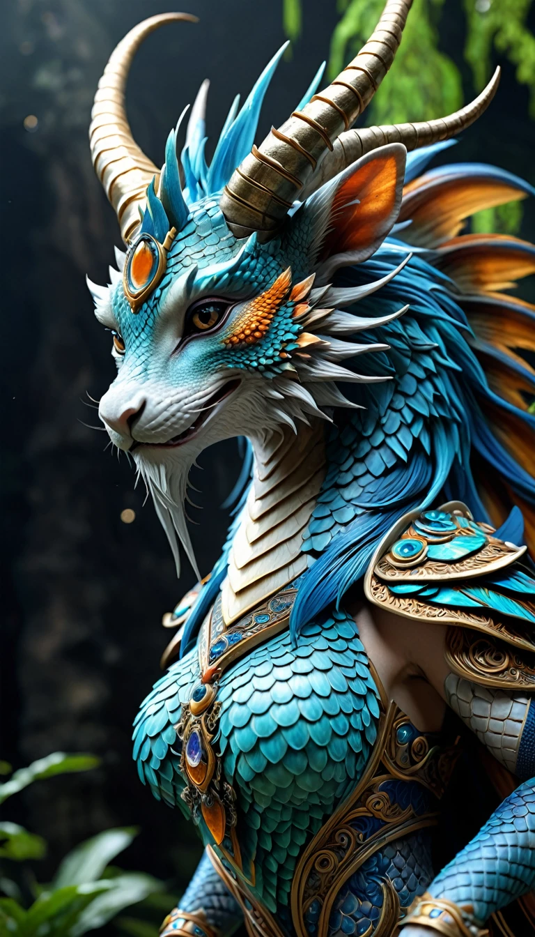 河水里有一种长着人脸鱼身的Fantasy Creatures，Mysterious Creatures, (best quality，4K，8K，High level，masterpiece：1.2），Ultra Detailed，（lifelike，Photo real，Photo real：1.37），Highly detailed animals，Complex patterns，Realistic lighting，Fantasy Creatures