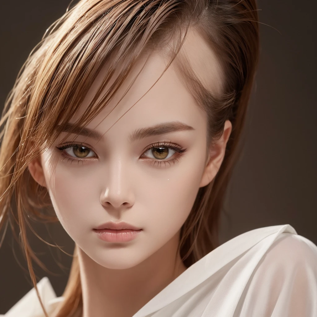 ((Highest quality)), ((Masterpiece)), (Detailed), Facing forward, Androgynous atmosphere, Dignity and health, Beautiful face, Golden ratio facial features, Natural, No makeup, Beautiful, Handsome beauty, Sharp and almond-shaped cat eyes