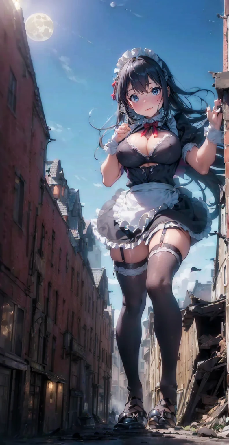 ((((City of night)))),((((Night view)))),((((Full moon night)))),((((Standing position)))),Spread your legs and place your hands on your hips、((((Super huge maid))))、Ultra mini skirt、((((白シャツにNipplesが透ける))))、Expressionless、Looking at the camera、blue eyes、Fair skin、((((Pull up your bra)))),((((Boobs slip out)))),((((Massage the breasts)))),((((Stomp on one knee)))),ファイナルFantasy World,Fantasy World、(((Dark Hero))),((((Idol,Maid clothes))))、A girl bigger than a castle、Background Blur、Gulliver'trip、Alice in Wonderland、City of Rubble、((((Super huge breasts))))、Large Breasts、Large Breasts、Large Breasts、Large Breasts、Large Breasts、Voluptuous thighs、Plump Thigh Era European City Fires、((((Giant girl straddling a castle))))、cigarette、((((Urban Explosion in Medieval Europe))))、Reaching out、End of the Century Ruins、((((Open your legs to show your panties)))),進撃の巨人のThe giant girl who moves the earth、((Ultraman))、(((Giant of Light))),The giant girl who moves the earth、(((((足元のCity of Rubble、A castle of rubble at my feet、Flying Debris)))))、((((loafers))))、Low angle camera、high school girl、((((Fighting Pose))))、((((A huge explosion at my feet))))、8k、High image quality High image quality、Nipples、Sheer shirt、A dwarven chariot at your feet、((((Destroy the ruined dwarven castle with your feet))))、Facing the Dwarven Army