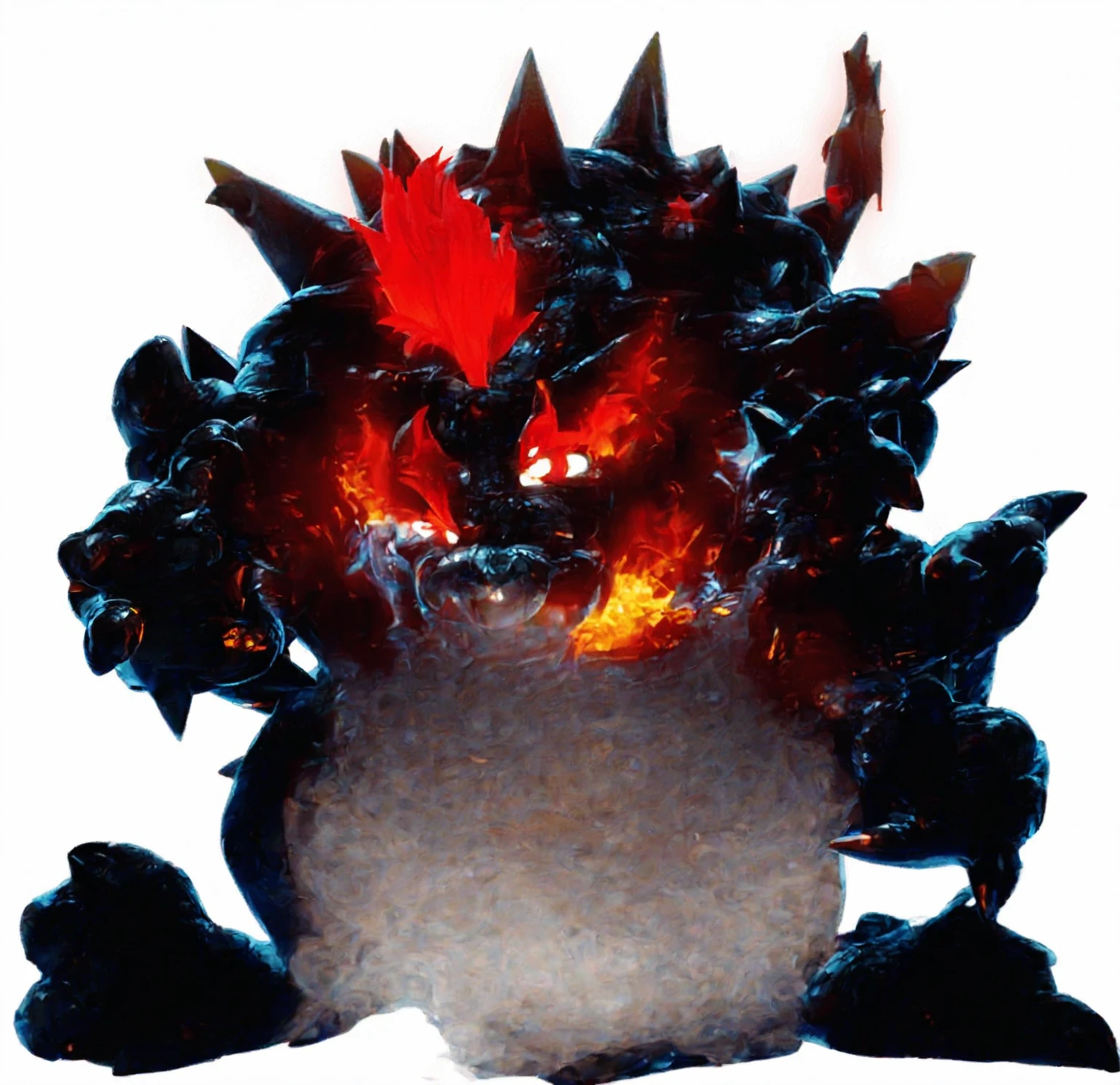 Bowser's Fury, kaiju, giant Bowser, flame around mouth, white eyes