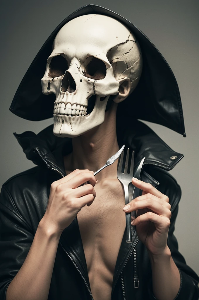 Fork stuck in skull