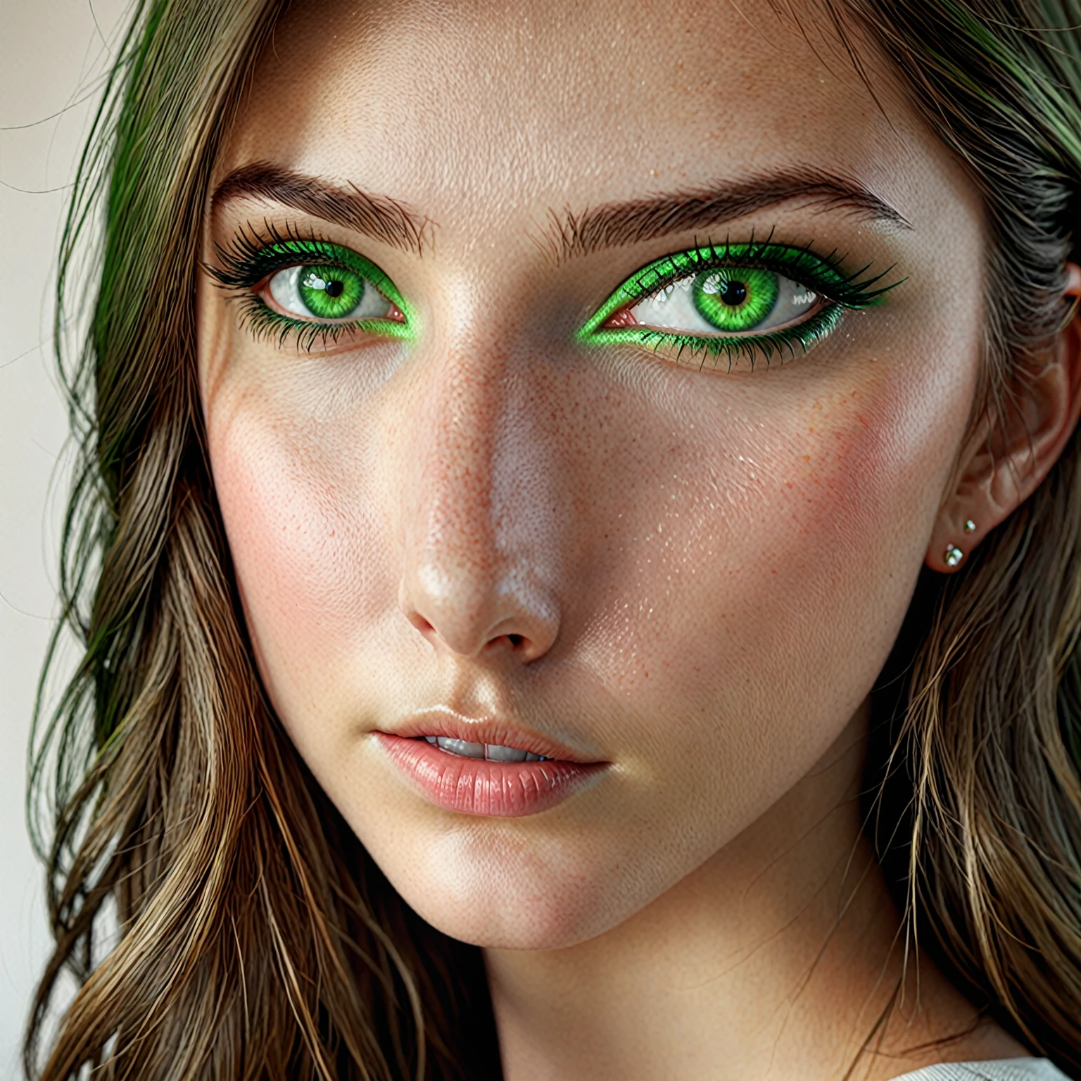 Ultra realistic green eyes girl