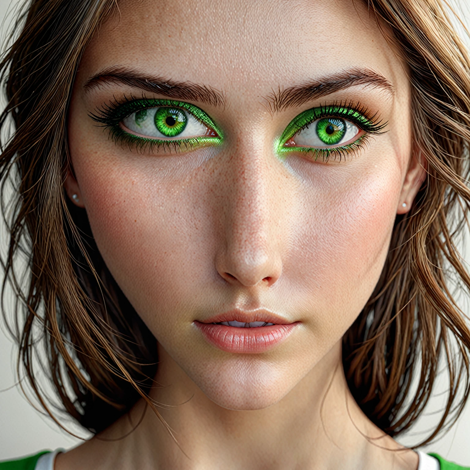 Ultra realistic green eyes girl